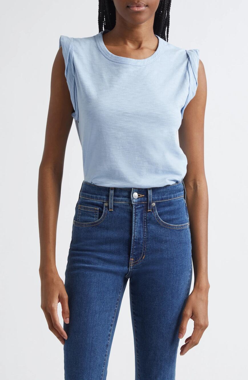 Veronica Beard Cotton Dree Muscle Tee - L